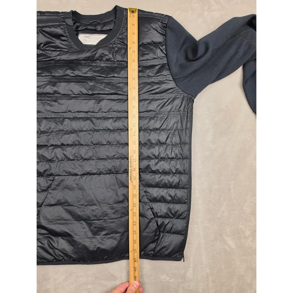 Nike Aeroloft 800 Down Fill Crew Sweatshirt Mens L Black Hybrid Side Zip 678265